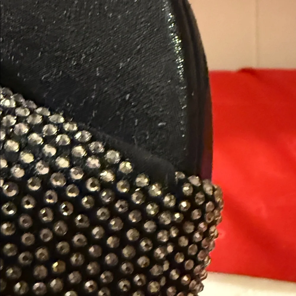 Jessica Simpson Black Crystal Cross-Band Ankle-Strap Heels - Picture 15 of 16